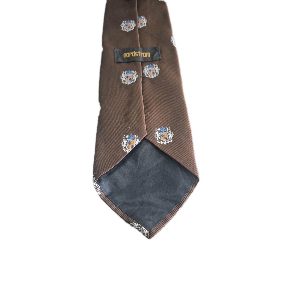 Vintage Resisto Mens Necktie Dark Chocolate Light Blue Crest And Lion EUC - Picture 3 of 3